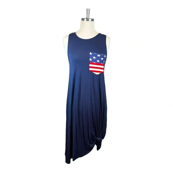 FIRST LOOK AMERICAN FLAG SLEEVELESS JERSEY TANK DRESS OR TUNIC TOP SIZE SMALL - Picture 3 of 9